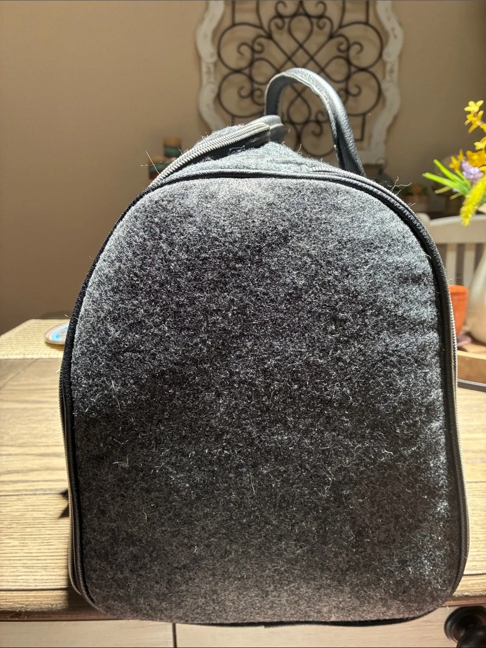 John Varvatos Gray Felt Duffel with Black Trim
